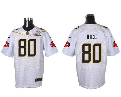 Nike 49ers #80 Jerry Rice White 2016 Pro Bowl Men's Stitched NFL Elite Jersey